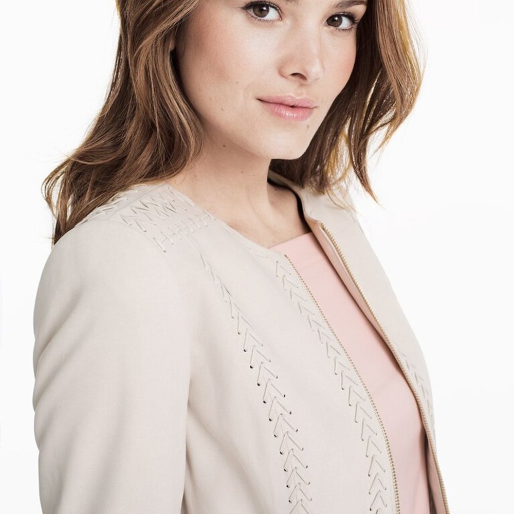 WHBM  Leather Jacket off white XXS - Picture 2 of 9